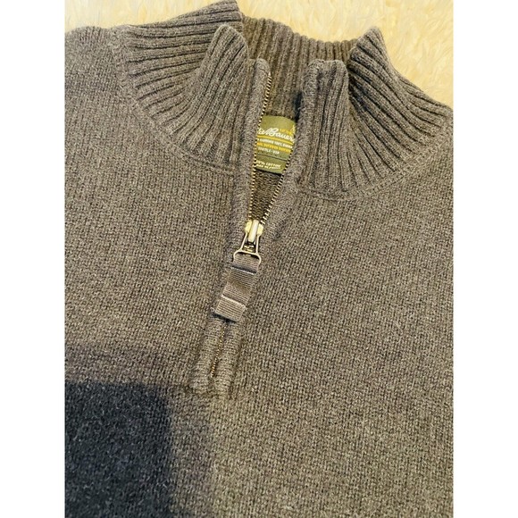 Eddie Bauer Men's 100% Cotton Quarter Zip Pullover Sweater 2XL Gray Warm Thick - Picture 2 of 10